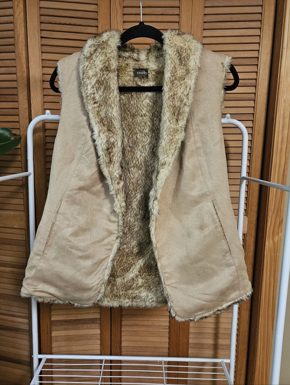 Faux Fur Tan Faux Suede Y2K 2000s Western Glam Boho Vest